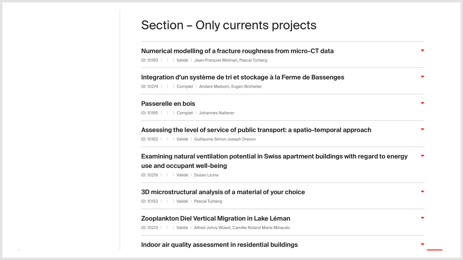 Exemple de bloc Students Projects