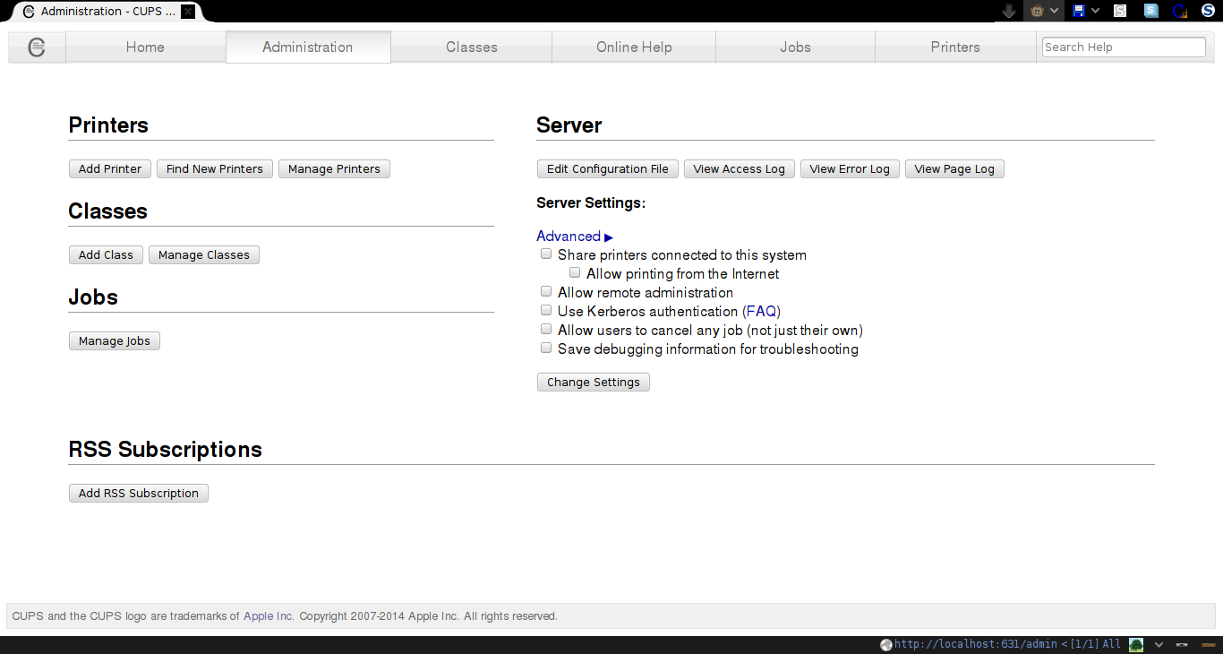 CUPS administration